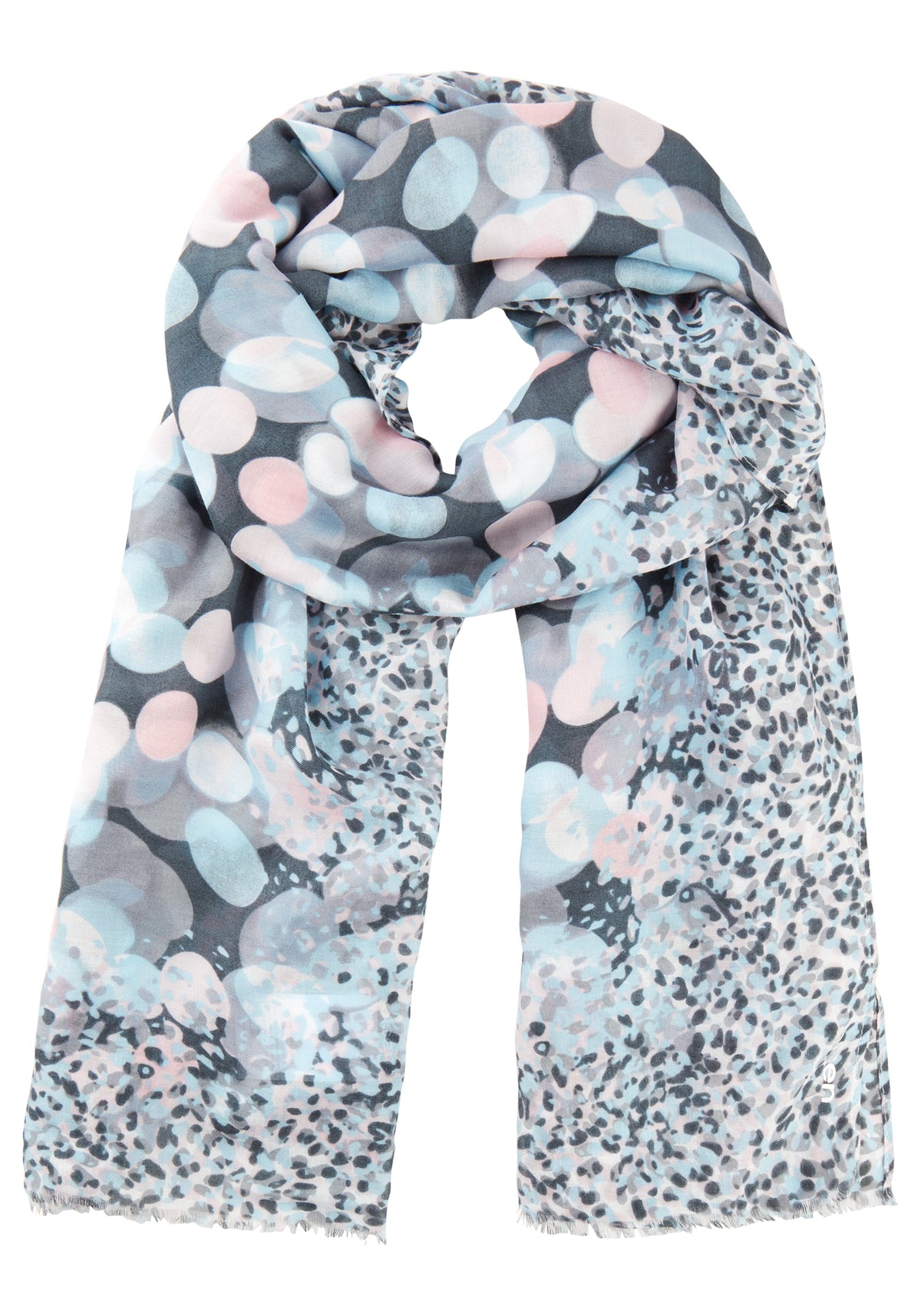 Foulard multi-impression avec bordures effilochées