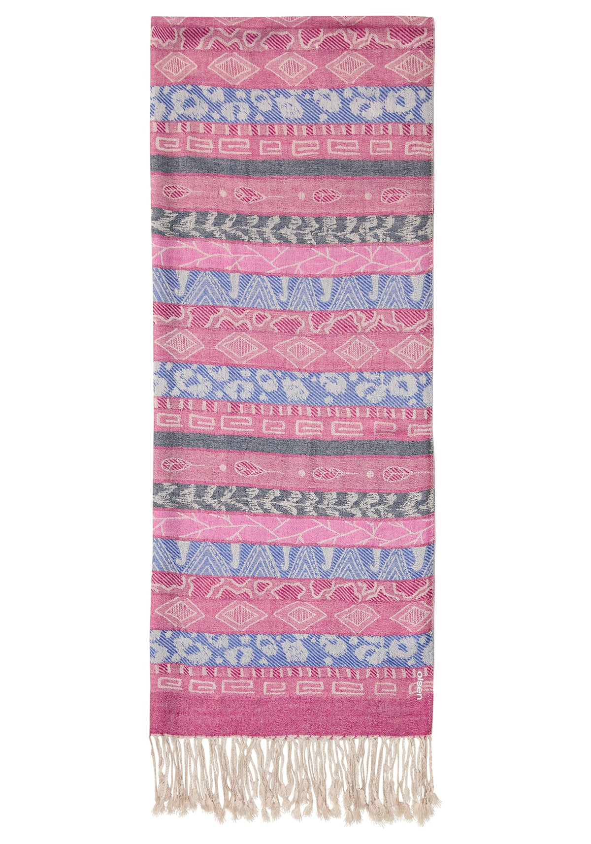 Multi-Motif Scarf with Fringe Trim