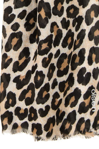 Foulard léopard avec bordures effilochées