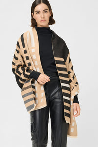 Graphic Scarf with Frayed Edge