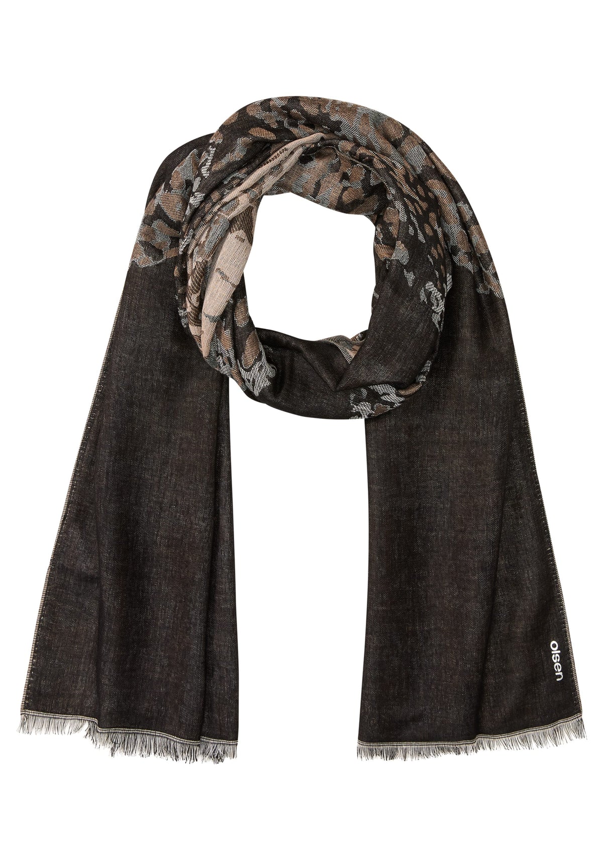 Foulard léopard avec bordures effilochées