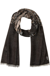 Foulard léopard avec bordures effilochées