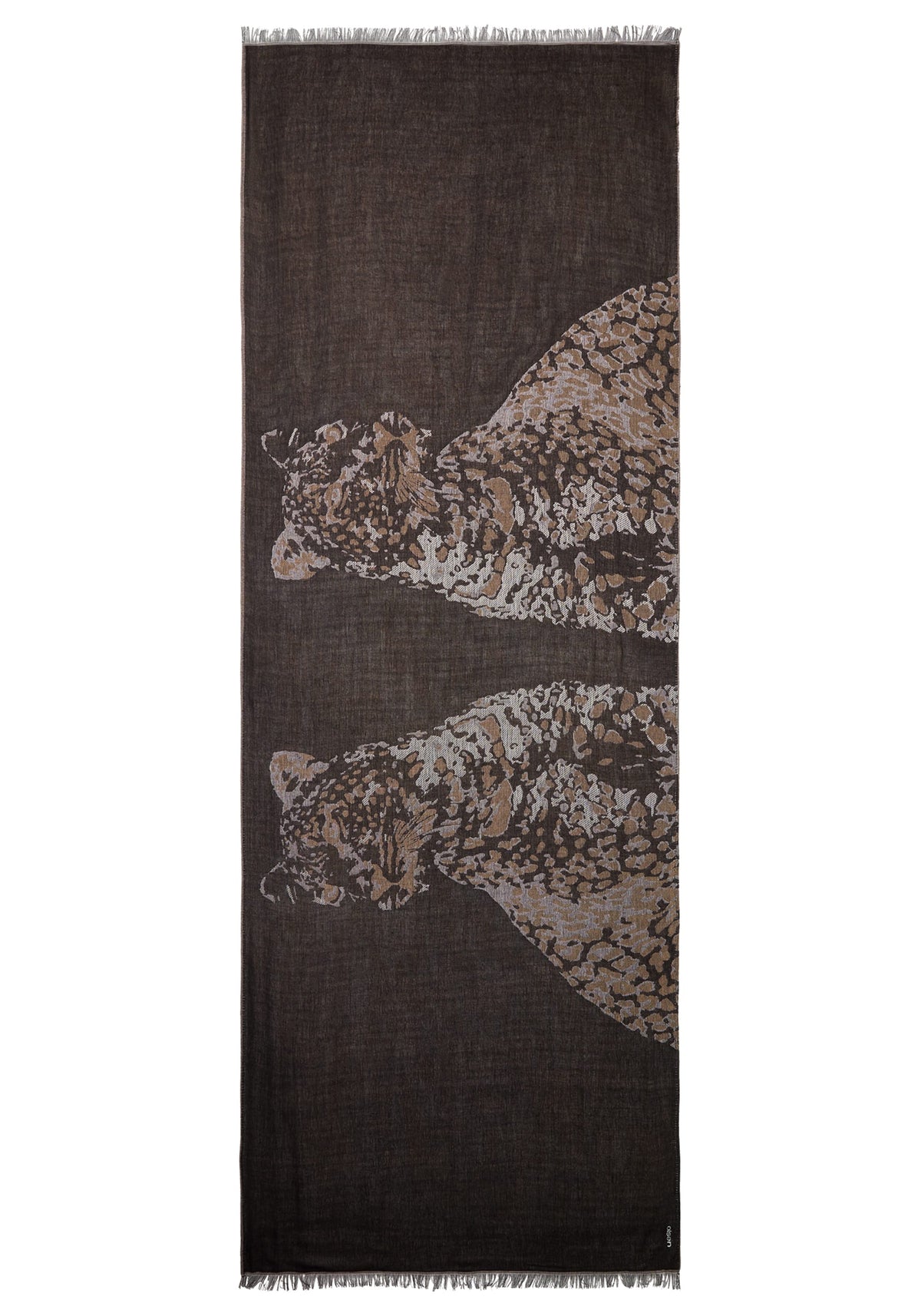 Foulard léopard avec bordures effilochées