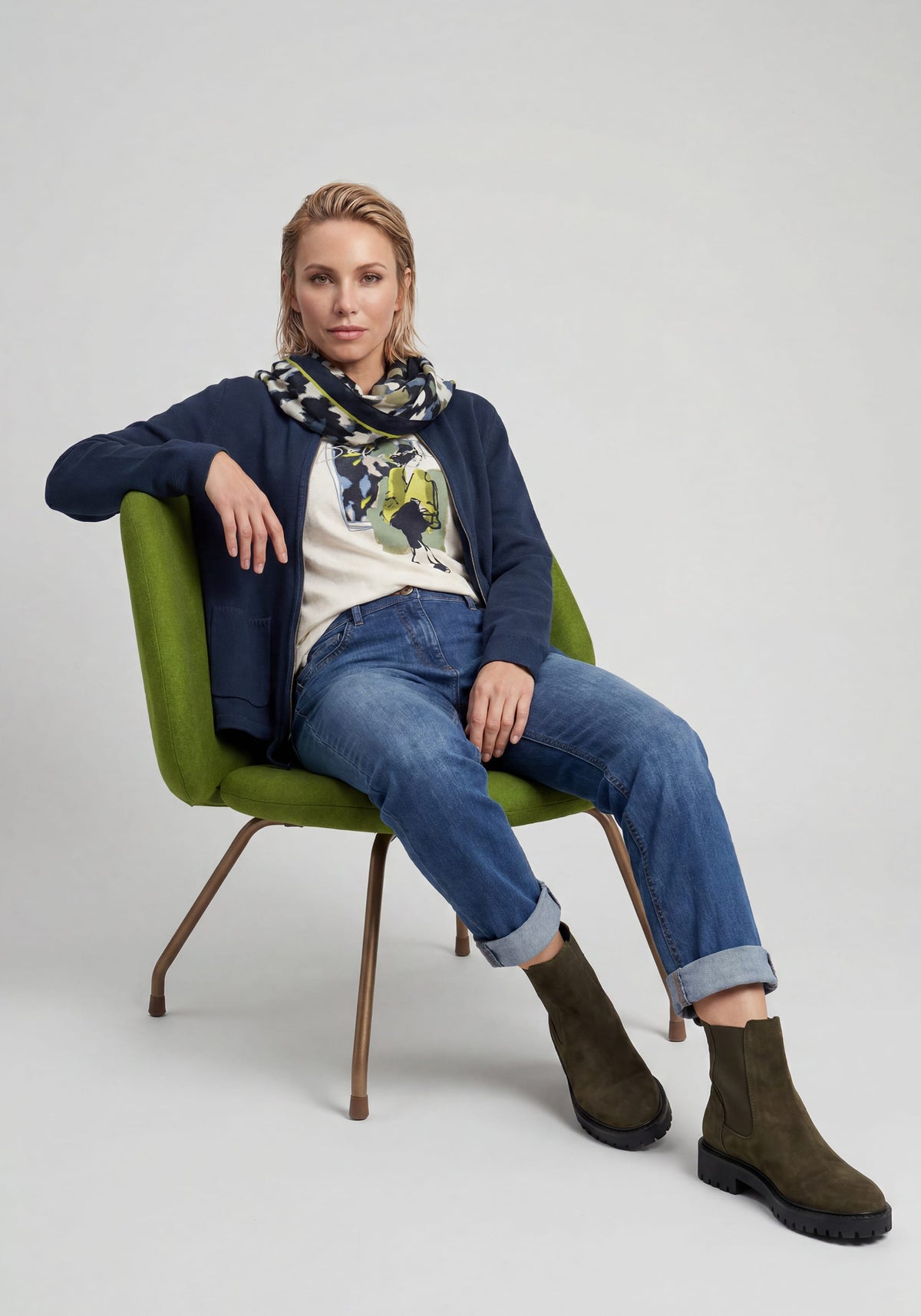 Leaf Camo & Border Print Scarf