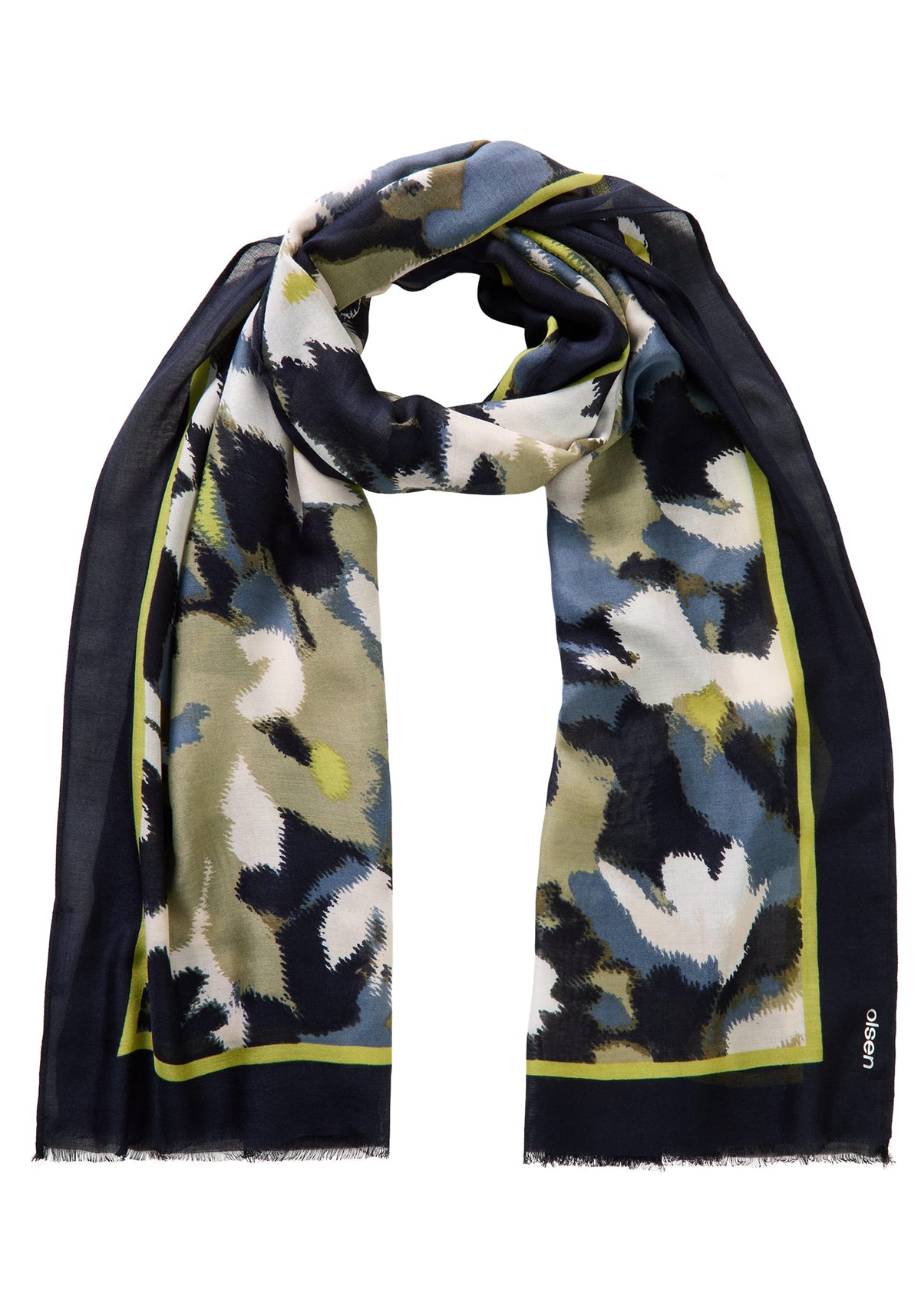Leaf Camo & Border Print Scarf